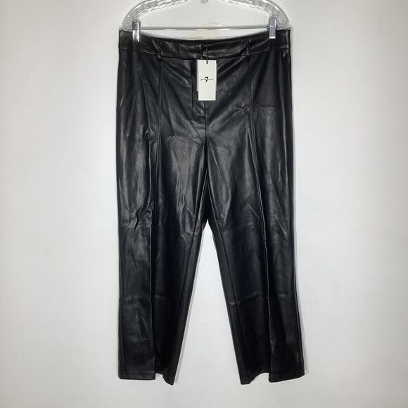 7 For All Mankind Womens Faux Leather Black Pants Size‎ Large NWT - Picture 2 of 10